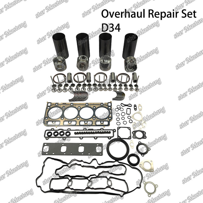 D34 Overhaul Repair Set Cylinder Liner Piston Kit Gasket Kit Valve Seat Guide Hoofdlagers Con Rod Lagers voor Doosan