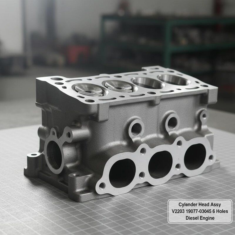 Cilinderkopassemblage V2203 19077-03045 met Integrale Structuur OEM-formaat en 6 Gaten voor Dieselmotor